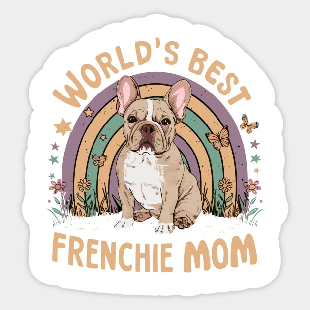 World's Best Frenchie Mom Colorful Rainbow and Butterflies Sticker by Indigo Lake